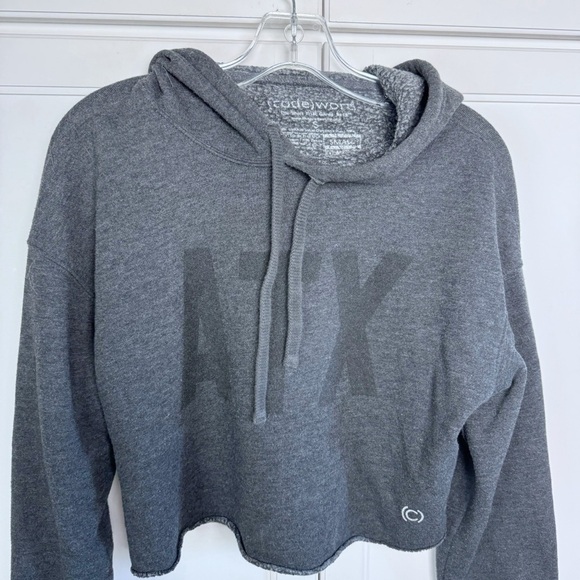 Code Word ATX Grey Soft Crop Hoodie Size Small CROP FLEECE HOODIE - Picture 4 of 11
